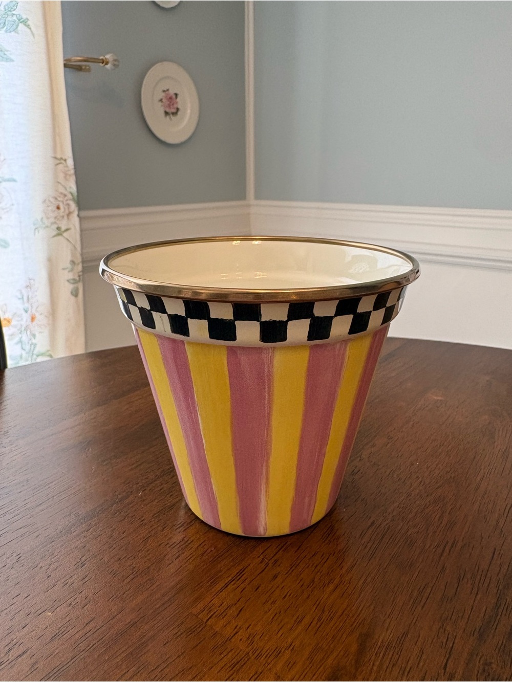 MacKenzie-Childs Pink and yellow Planter